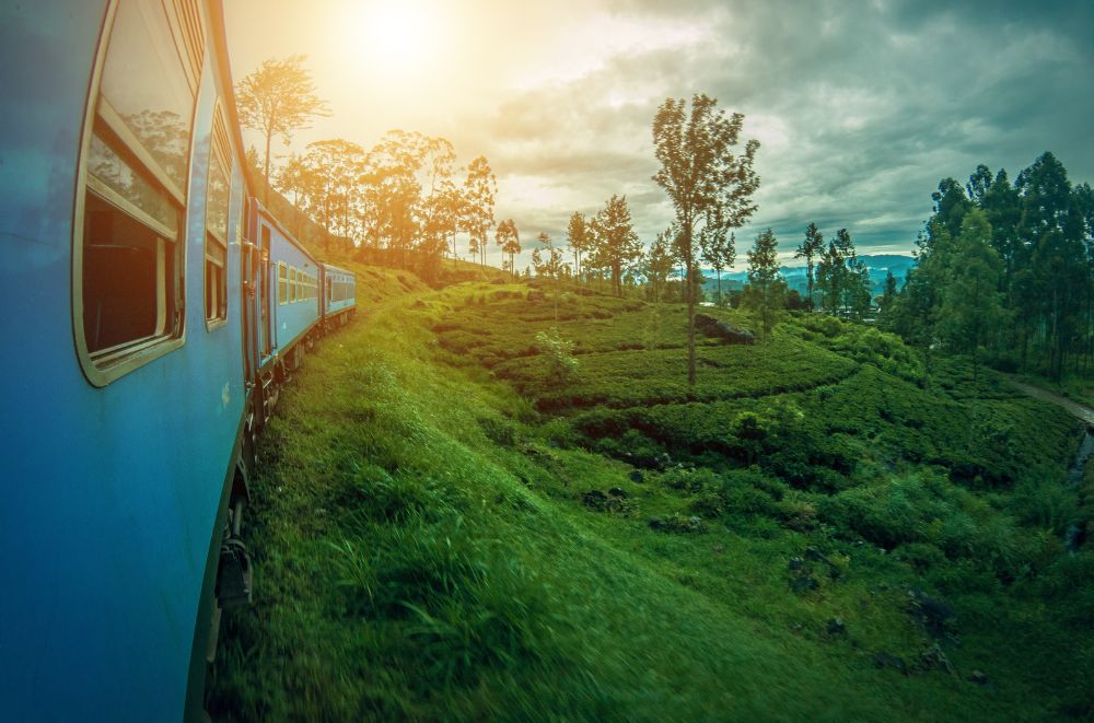 Sri_Lanka_Trains going into sunset